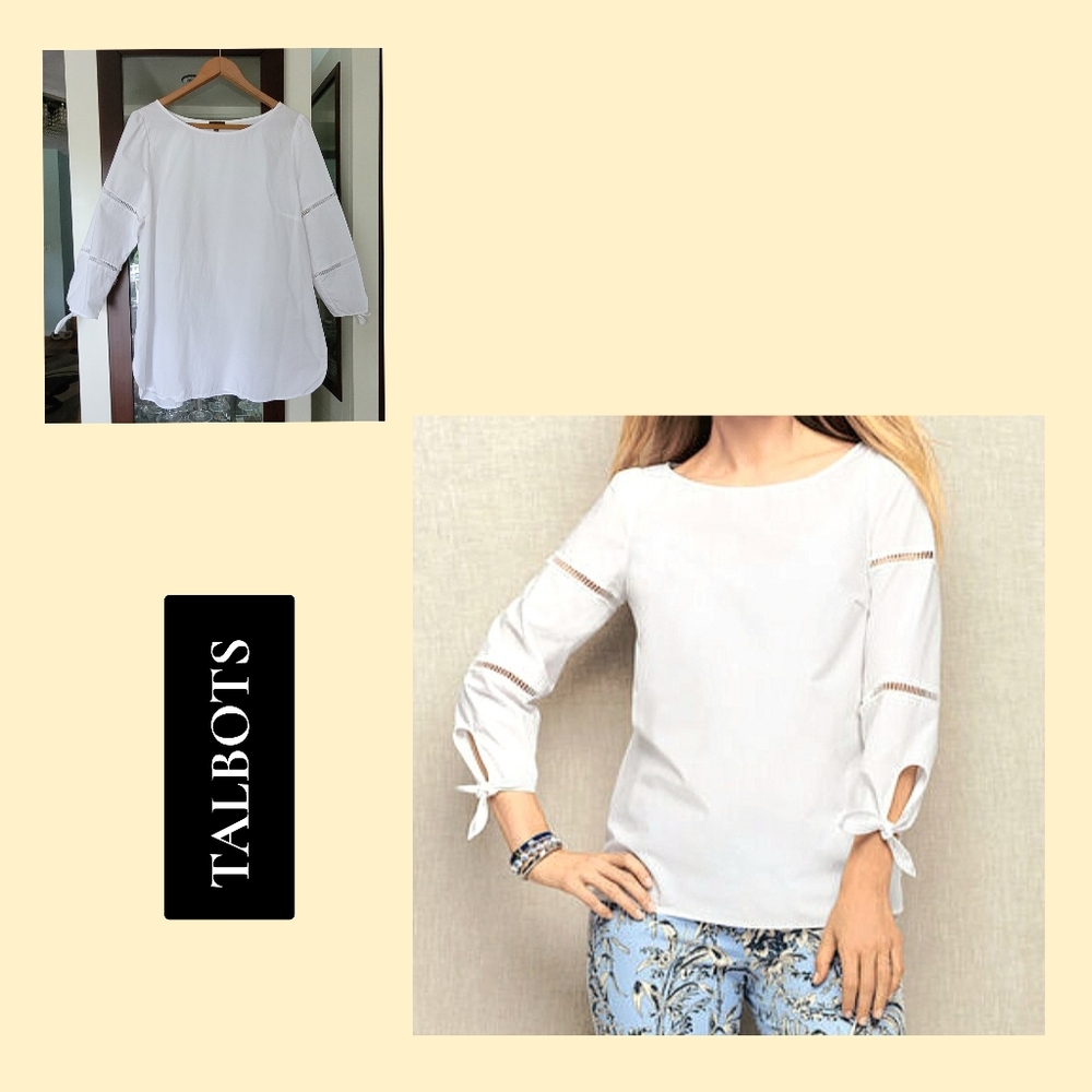 Talbots Classic Blouse with Tie Sleeves ❤️
